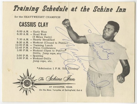 1965 Cassius Clay/Liston 2 Vintage Signed and Inscribed Training Schedule